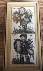 Schilderijtje Hummel met 2 afbeeldingen, Huis en Inrichting, Minder dan 50 cm, Gebruikt, Ophalen of Verzenden, Schilderij