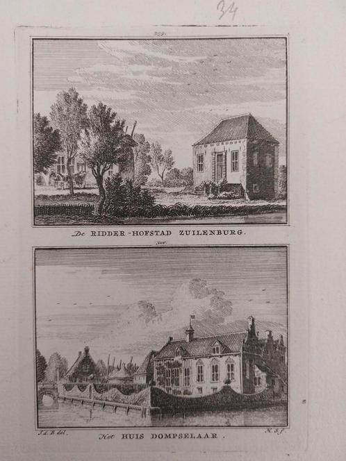 299-300 / Zuilenbrug en Huis Dompselaar  Overlangbroek, Antiek en Kunst, Kunst | Etsen en Gravures, Ophalen of Verzenden