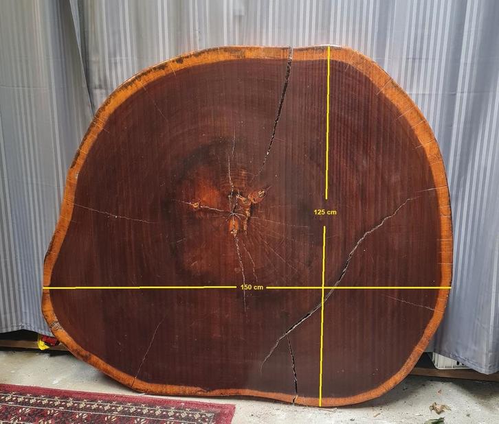 Boomstam Tafelblad - Mooi Hout!, Huis en Inrichting, Tafels | Kaptafels, Gebruikt, 100 tot 150 cm, Hout, Ophalen of Verzenden