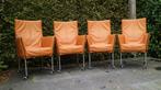 Montis Chaplin 4 leren stoelen met wieltjes en chroom frame., Overige kleuren, Leer, Ophalen of Verzenden, Vier