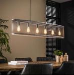 Mooie industriele eettafellamp hanglamp ovaal 6lichts, Huis en Inrichting, Lampen | Hanglampen, Ophalen, Zo goed als nieuw, Metaal