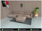 GRATIS LEVERING Loungebank + Poef Bruin 350x155 REFURBISHED, Hoekbank, 300 cm of meer, Ophalen of Verzenden, Zo goed als nieuw