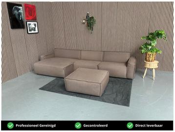 GRATIS LEVERING Loungebank + Poef Bruin 350x155 REFURBISHED beschikbaar voor biedingen