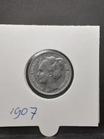 Halve gulden 1907 koningin Wilhelmina, Postzegels en Munten, Munten | Nederland, ½ gulden, Zilver, Ophalen of Verzenden, Koningin Wilhelmina