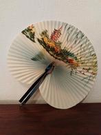 Vintage Japanse waaier met pagode, Antiek en Kunst, Ophalen of Verzenden