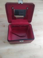 Beautycase, kunstleer bordeaux, Sieraden, Tassen en Uiterlijk, Beautycases, Ophalen of Verzenden, Gebruikt, Rood, Met spiegeltje(s)