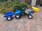 Stoere blauwe tractor met aanhangwagen en voorlader, Ophalen, Gebruikt, Trapvoertuig