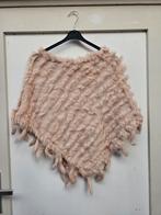Roze/beige Poncho met Bont, Kleding | Dames, Onbekend, Ophalen of Verzenden, Zo goed als nieuw