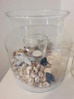 Decoratieve glazen pot met schelpen en flessen, Antiek en Kunst, Ophalen of Verzenden