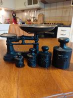 Antieke balans weegschaal met gewichten, Antiek en Kunst, Ophalen of Verzenden