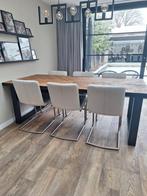 6 Creme leren eetkamerstoelen Knibbeler Roermond, Ophalen, Gebruikt, Leer, Vijf, Zes of meer stoelen