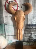 Houten Stierenkop- bull Sculptuur op voet, 77 cm, Ophalen of Verzenden