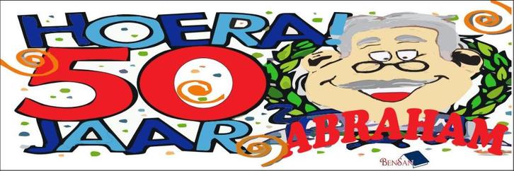abraham spandoek banner 50 jaar blikvanger bensan enter, Hobby en Vrije tijd, Feestartikelen | Verhuur, Zo goed als nieuw, Abraham of Sarah