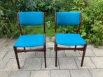 Vintage eetkamerstoelen midcentury, Ophalen, Hout, Twee, Blauw