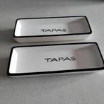 TAPAS Schaaltjes,Keramisch,tekst,Zwarte rand,bakjes,Tapas, Keramiek, Overige typen, Ophalen of Verzenden, Zo goed als nieuw