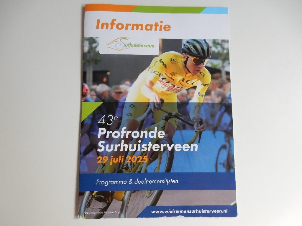 Folder Profronde Surhuisterveen wielrennen Tadej Pogacar., Ophalen of Verzenden, Zo goed als nieuw, Overige typen