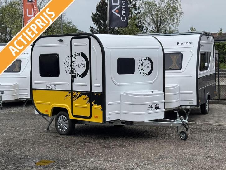 AC CARAVANS - PIXEL - GEEL - NIEUW - ALKO - 440KG- 2PERSOONS, Caravans en Kamperen, Caravans, Bedrijf, tot en met 2, tot 500 kg