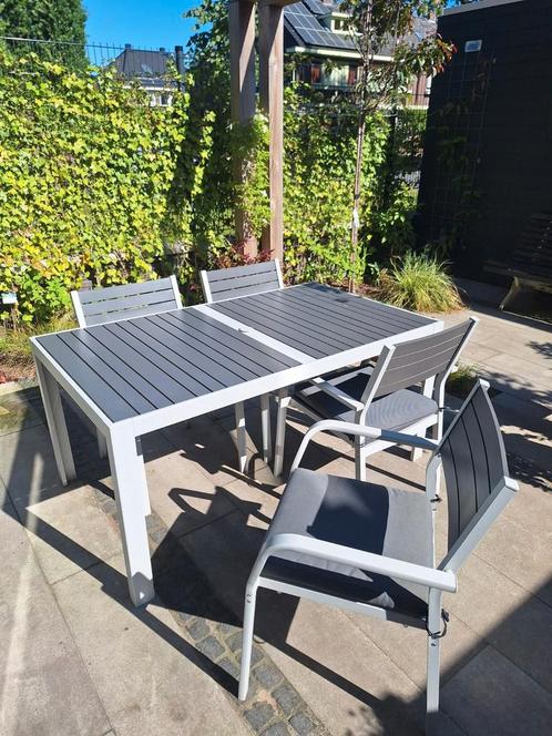 IKEA SJÄLLAND tuinset + 4 stoelen, incl. kussens, Tuin en Terras, Tuinsets en Loungesets, Zo goed als nieuw, Aluminium, Ophalen