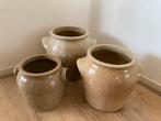3 Zeldsame Franse inmaakpotten aardewerk, Ophalen, Rond, Zo goed als nieuw, Balkon
