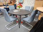4 Nieuwe stoelen Sky-Blue, Samen € 399,=, Sofie zwart metaal, Ophalen, Blauw, Nieuw, Metaal