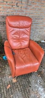 Elektrische leren relaxfauteuil, Huis en Inrichting, Fauteuils, Ophalen, Gebruikt, 75 tot 100 cm, Modern