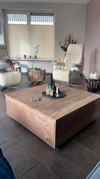 Te koop salontafel incl lade 100 x 100 cm Rustiek Eiken, Huis en Inrichting, Tafels | Salontafels, Ophalen, 100 tot 150 cm, Vierkant