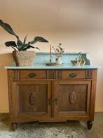 Vintage houten commode met wit marmeren blad met opstand, Huis en Inrichting, Ophalen, Gebruikt