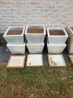 6x Large geglazuurde vorstbestendige bloempot + schaal, Rond, Nieuw, Ophalen of Verzenden, Minder dan 25 cm