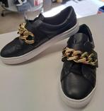 Dune zwarte sneaker klittenband & gouden schakels 37 48198, ., Zwart, Ophalen of Verzenden, Dune