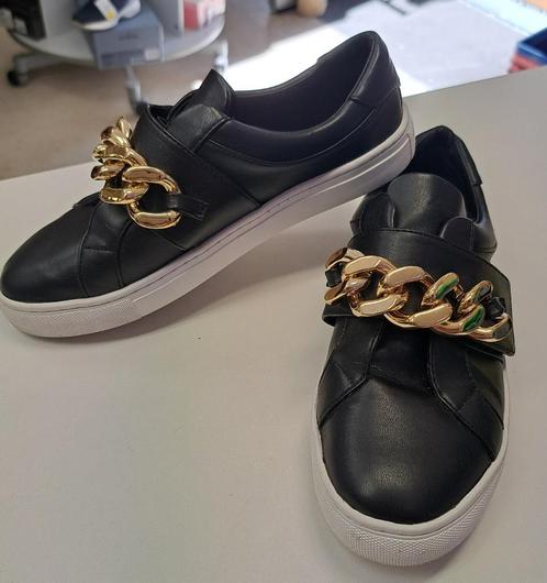 Dune zwarte sneaker klittenband & gouden schakels 37 48198, Kleding | Dames, Schoenen, Zo goed als nieuw, Sneakers of Gympen, Zwart