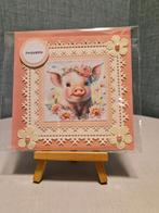 Kaartje verjaardag varkentje met bloemen feestvarken, Ophalen of Verzenden, Nieuw, Overige thema's