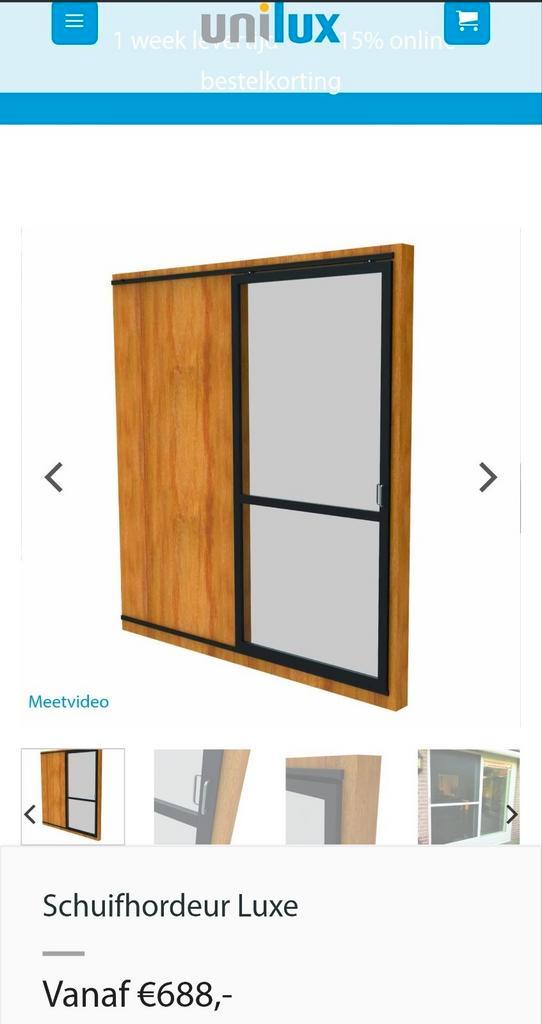 Unilux luxe schuifhor 72,7cm breed en 247,5cm hoog, Doe-het-zelf en Verbouw, Deuren en Horren, Nieuw, Hordeur, 215 cm of meer