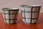 Set van 2 retro vintage brutalistische bloempotten - Ruiten, Ophalen of Verzenden