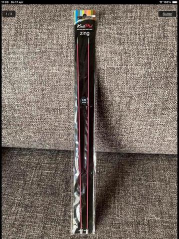 KnitPro Zing breinaald 2.00 mm met knop 40cm beschikbaar voor biedingen