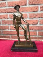 mannelijk naakt, stoere bouwvakker, brons en marmer, Ophalen of Verzenden