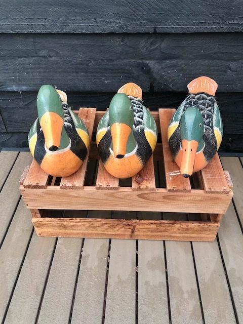 Houten lokeenden, Antiek en Kunst, Kunst | Beelden en Houtsnijwerken, Ophalen of Verzenden