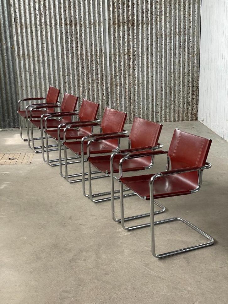 Set 6 x vintage Matteo Grassi MG5 Cantilever Eetkamerstoelen, Huis en Inrichting, Stoelen, Zo goed als nieuw, Vijf, Zes of meer stoelen