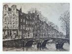 Ets gesigneerd Jan Zwerver - Leidsche Gracht Amsterdam - Ets, Ophalen of Verzenden