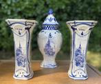 Delfts Aardewerk - 3 Vazen, Huis en Inrichting, Woonaccessoires | Vazen, Gebruikt, Blauw, Aardewerk of Porselein, Ophalen of Verzenden