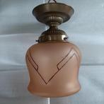 Plafondlamp Art Deco (?)  zalm kleurig glas, Antiek en Kunst, Ophalen