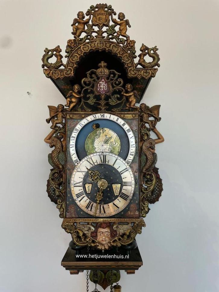 Christiaan van der Klaauw Stoelklok roterende zon & maanfase, Antiek en Kunst, Antiek | Klokken, Ophalen