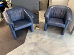 2 Blauwe Rolf Benz Lederen Fauteuils, Huis en Inrichting, Fauteuils, Ophalen, Gebruikt, Leer, 75 tot 100 cm
