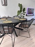 Eetkamerstoelen 4 x Rotan zwart, Huis en Inrichting, Ophalen of Verzenden, Zo goed als nieuw, Zwart, Vier