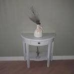 Mooie landelijke lichtgrijze halfronde sidetable, Huis en Inrichting, Tafels | Sidetables, Ophalen, Gebruikt, 50 tot 100 cm, Landelijk