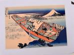 Japanse prent met boot en Fuji berglandschap kunstwerk, Ophalen of Verzenden