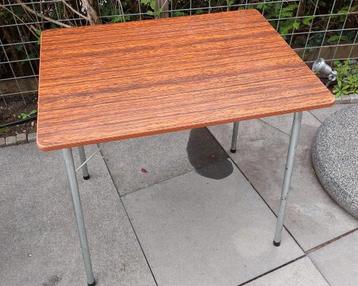 Vintage bruine formica kampeertafel inklapbaar camping tafel beschikbaar voor biedingen