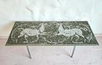 Vintage salontafel met marmeren planchet, Ophalen of Verzenden, Gebruikt, Rechthoekig