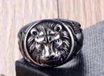 Leeuwenkop stalen heren ring, 20 of groter, Heer, Nieuw, Zilver