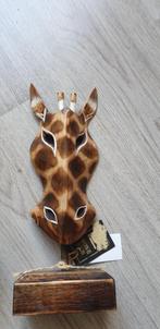beeld hout giraffe maker op standaard natural colection, Antiek en Kunst, Ophalen of Verzenden