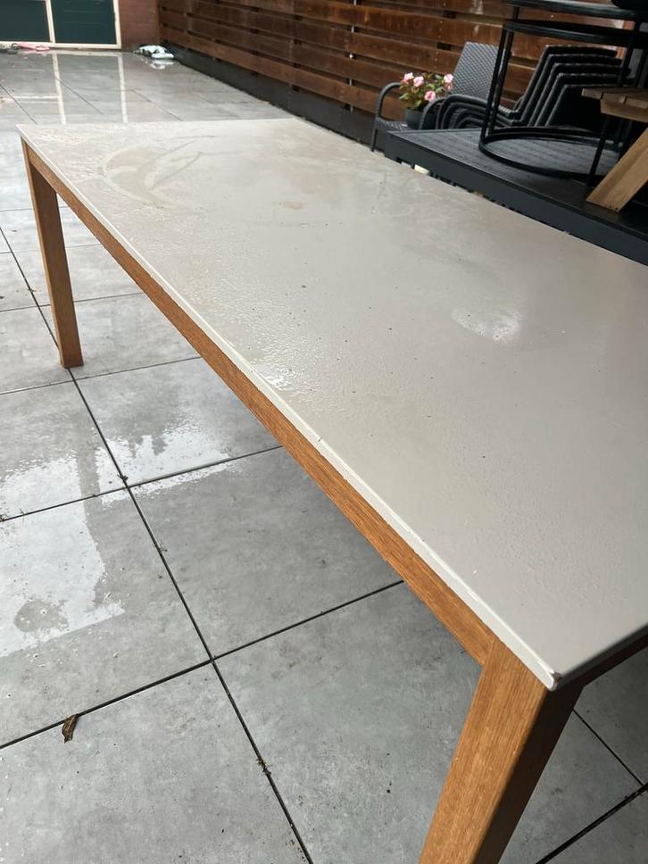 Mooie Eettafel - Hout & Wit gratis ophalen moet weg, Huis en Inrichting, Tafels | Eettafels, Gebruikt, Rechthoekig, Ophalen of Verzenden